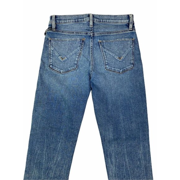 Hudson Womens Nico Mid Rise Blue Denim Comfort Cropped Straight Leg Jeans Sz 25 - Picture 6 of 11